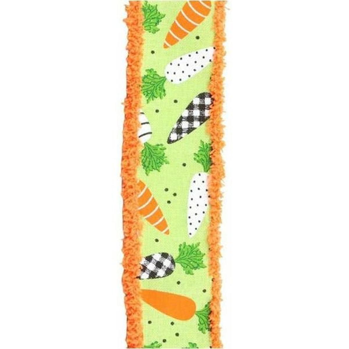 Shop For 1.5" Pattern Carrots Drift Edge Ribbon: Bright Green (10 Yards) at Michelle's aDOORable Creations