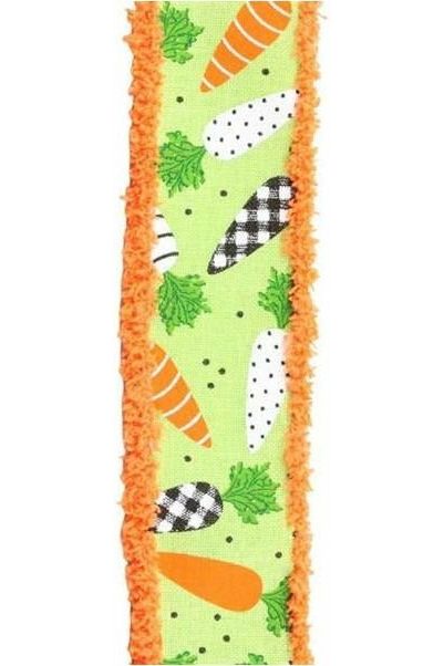 Shop For 1.5" Pattern Carrots Drift Edge Ribbon: Bright Green (10 Yards) at Michelle's aDOORable Creations