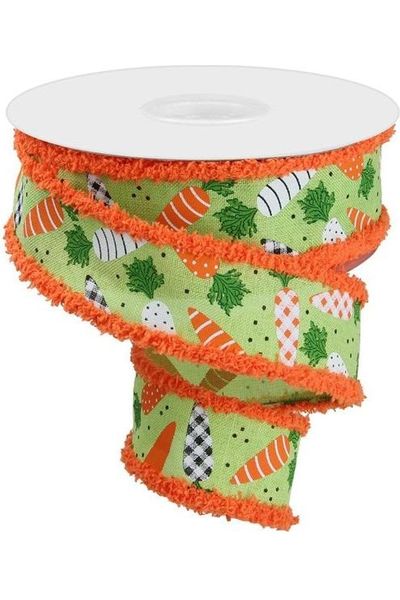 Shop For 1.5" Pattern Carrots Drift Edge Ribbon: Bright Green (10 Yards) at Michelle's aDOORable Creations