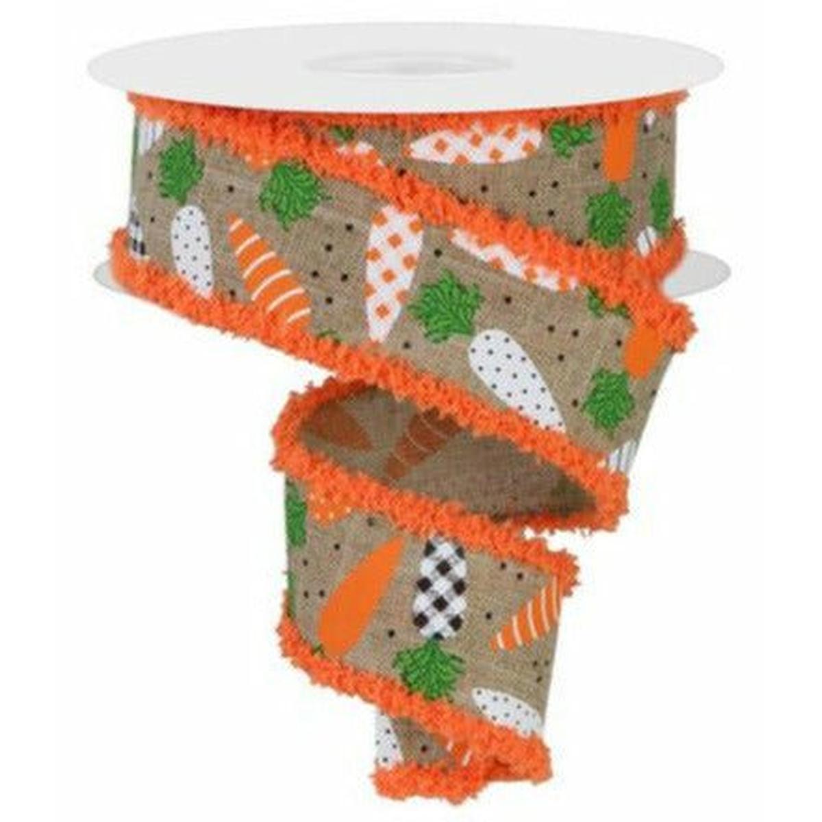 Shop For 1.5" Pattern Carrots Drift Edge Ribbon: Light Beige (10 Yards) at Michelle's aDOORable Creations