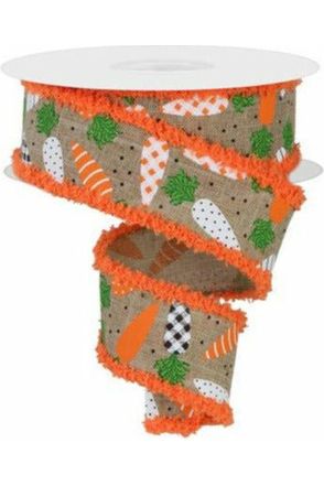 Shop For 1.5" Pattern Carrots Drift Edge Ribbon: Light Beige (10 Yards) at Michelle's aDOORable Creations