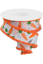 Shop For 1.5" Pattern Carrots Drift Edge Ribbon: White (10 Yards) at Michelle's aDOORable Creations