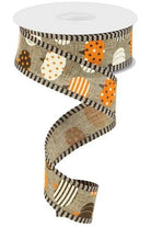 Shop For 1.5" Pattern Pumpkins Stripe Edge Ribbon: Brown (10 Yards) at Michelle's aDOORable Creations