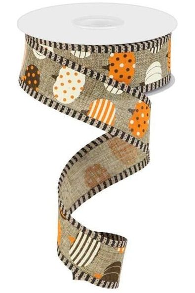 Shop For 1.5" Pattern Pumpkins Stripe Edge Ribbon: Brown (10 Yards) at Michelle's aDOORable Creations