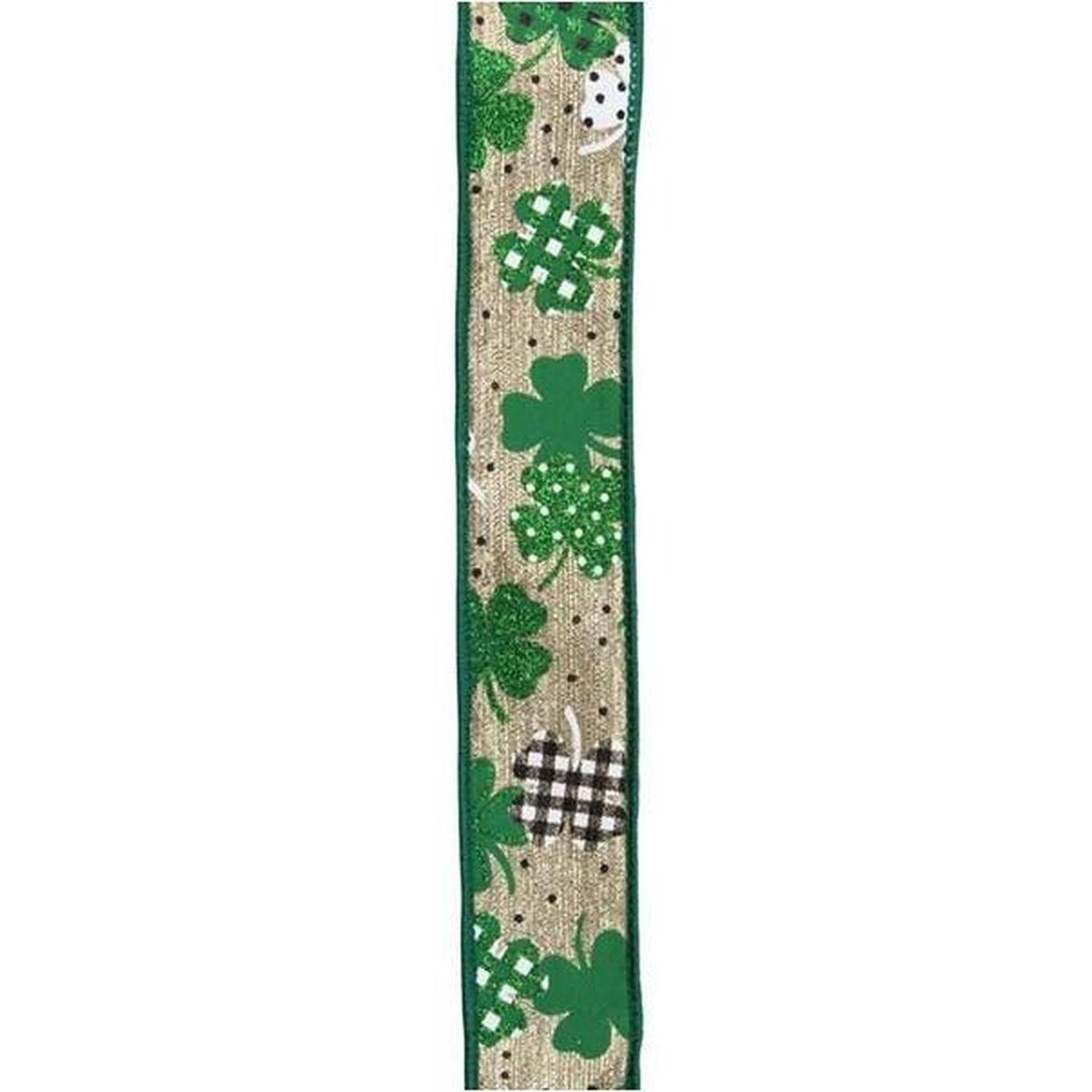 Shop For 1.5" Pattern Shamrock Ribbon: Gold (10 Yards) at Michelle's aDOORable Creations