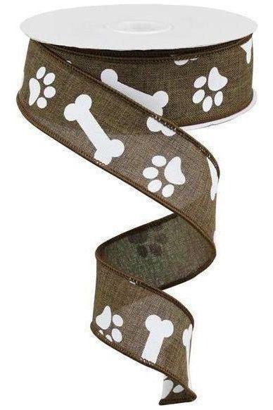 Shop For 1.5" Paw Print Royal Ribbon: Brown (10 Yards) at Michelle's aDOORable Creations