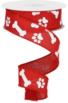 Shop For 1.5" Paw Print Royal Ribbon: Red & White (10 Yards) RGA115324
