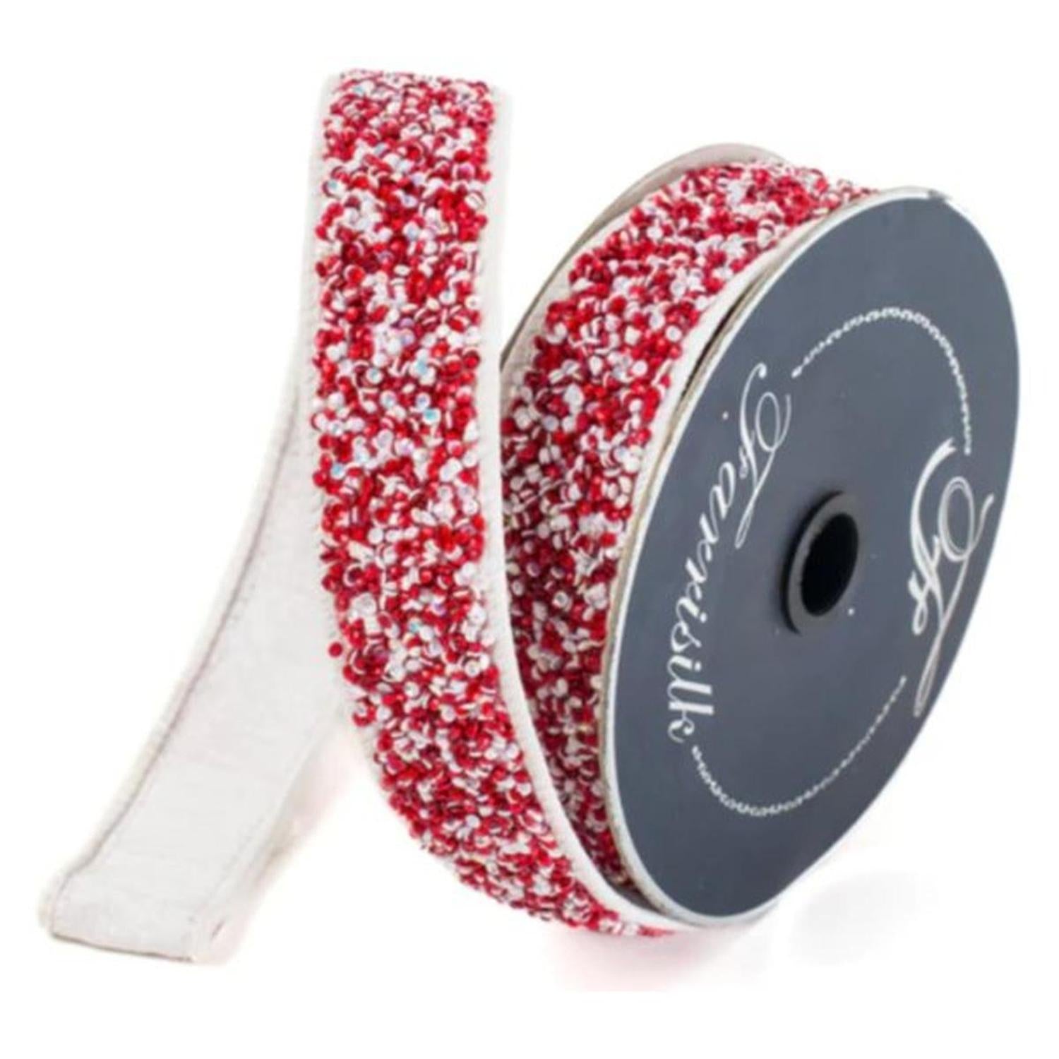 1.5" Peppermint Multi Sprinkles Ribbon: Red/White (10 Yards)