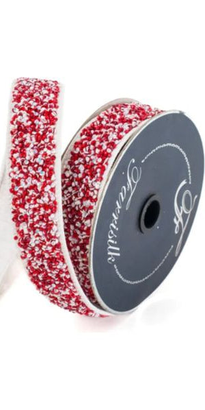 1.5" Peppermint Multi Sprinkles Ribbon: Red/White (10 Yards) - Michelle's aDOORable Creations - Wired Edge Ribbon