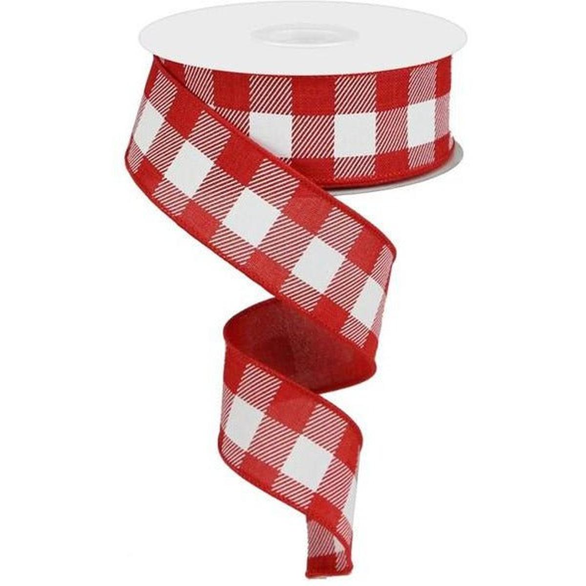 Shop For 1.5" Plaid Check Ribbon: Red & White (10 Yards) at Michelle's aDOORable Creations