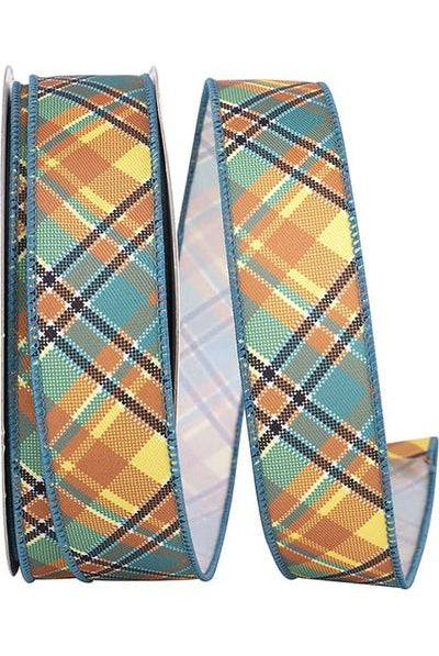 Shop For 1.5" Plaid Nelson Diagonal Ribbon: Turquoise (20 Yards) 94039W-913-09H