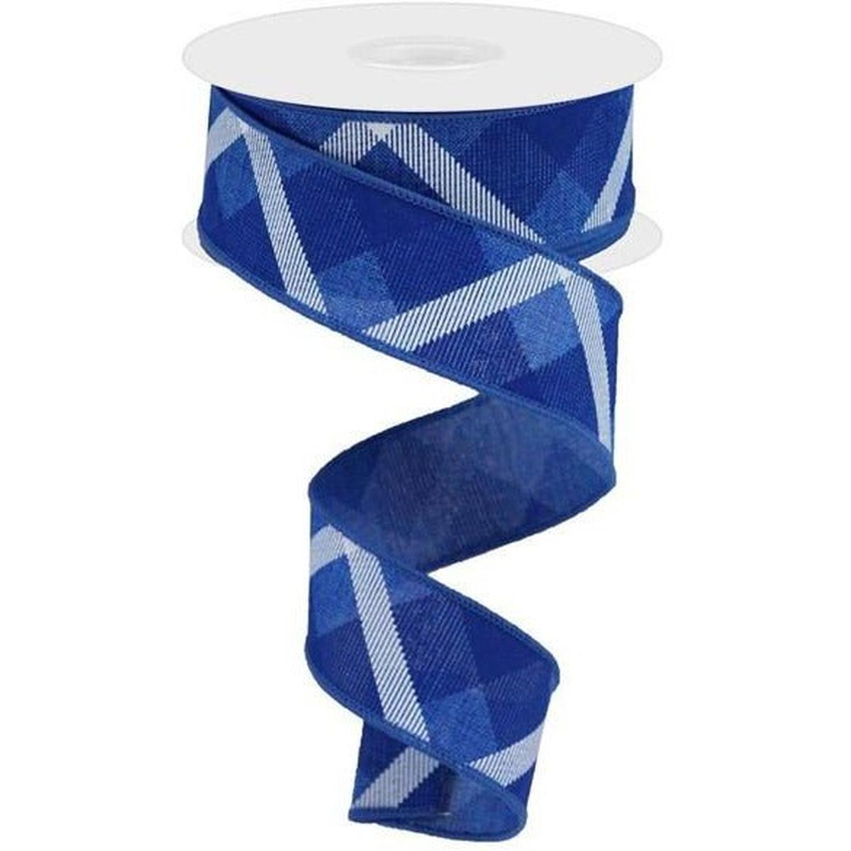 Shop For 1.5" Plaid Ribbon: Royal Blue and White (10 Yard) at Michelle's aDOORable Creations