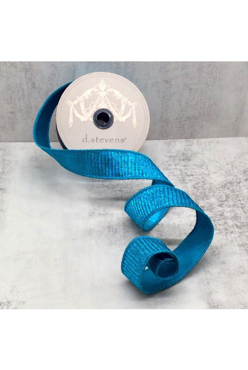 1.5" Pleated Lame Ribbon: Turquoise (10 Yards) - Michelle's aDOORable Creations - Wired Edge Ribbon