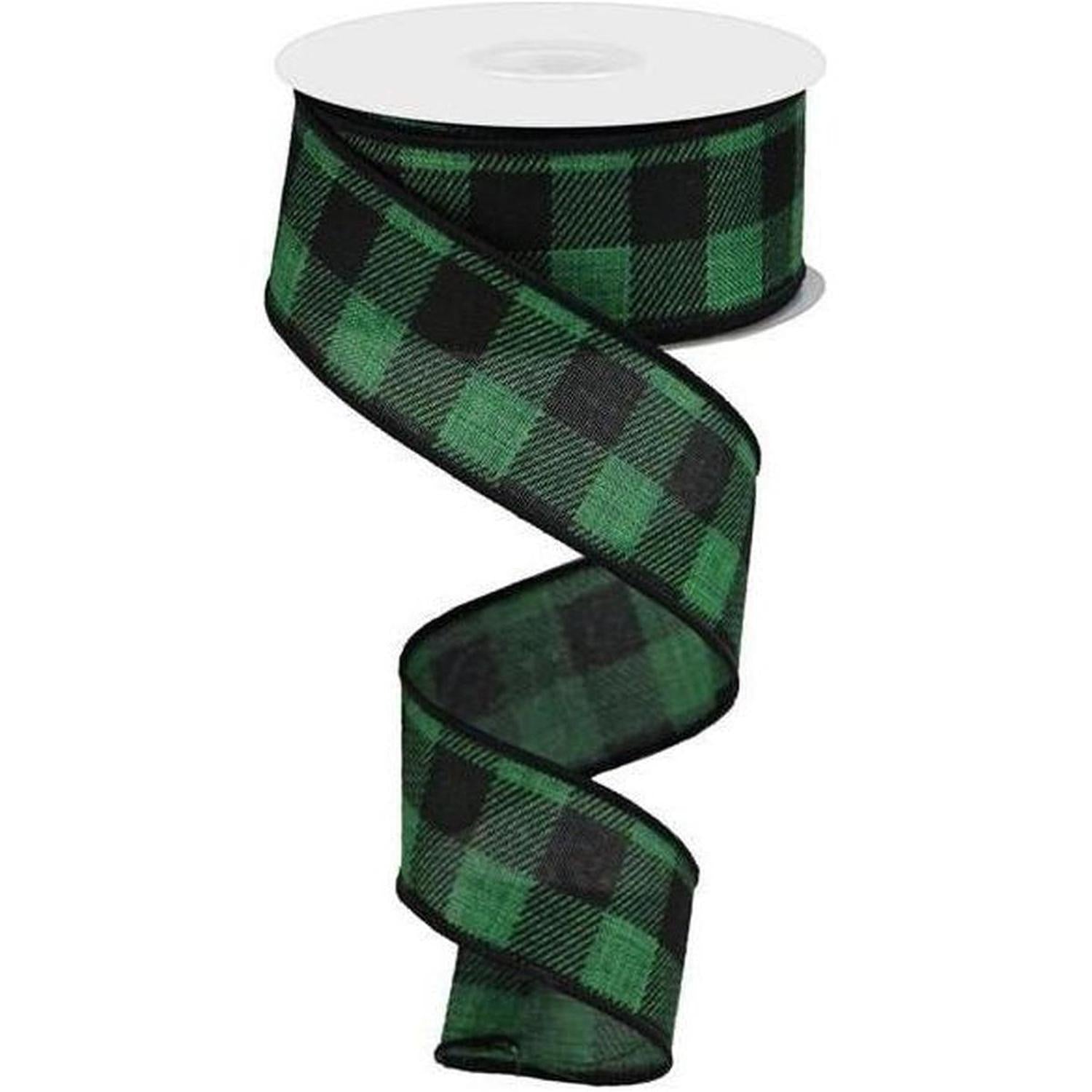 Shop For 1.5" Printed Plaid Check Ribbon: Emerald Green (10 Yards) at Michelle's aDOORable Creations