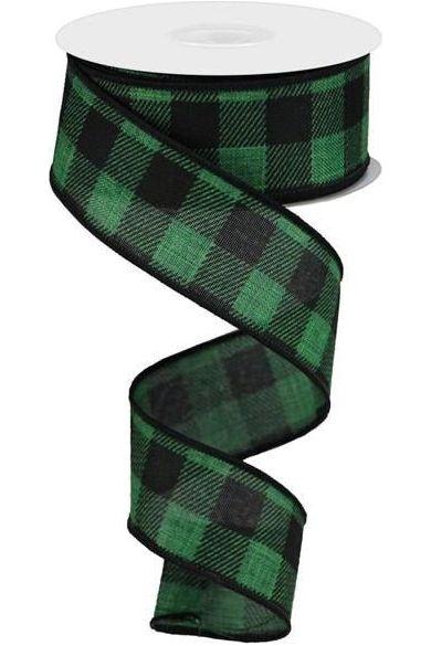 Shop For 1.5" Printed Plaid Check Ribbon: Emerald Green (10 Yards) at Michelle's aDOORable Creations