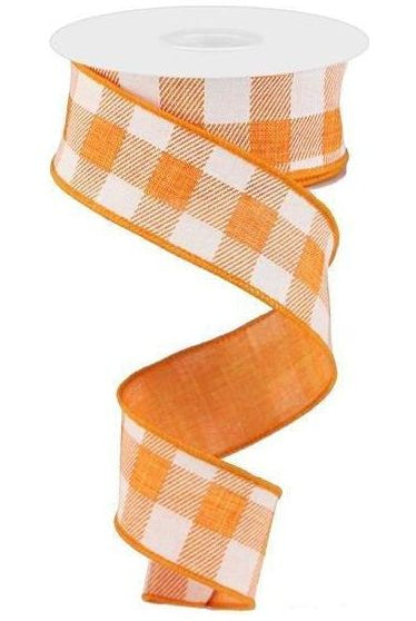 Shop For 1.5" Printed Plaid Check Ribbon: Orange & White (10 Yards) RG0179920