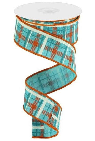 Shop For 1.5" Printed Plaid on Royal: Light Teal (10 Yards) RGC1540A6