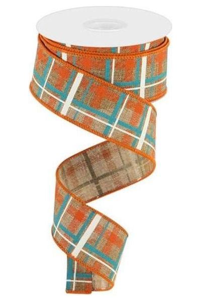 Shop For 1.5" Printed Plaid on Royal: Tan (10 Yards) at Michelle's aDOORable Creations