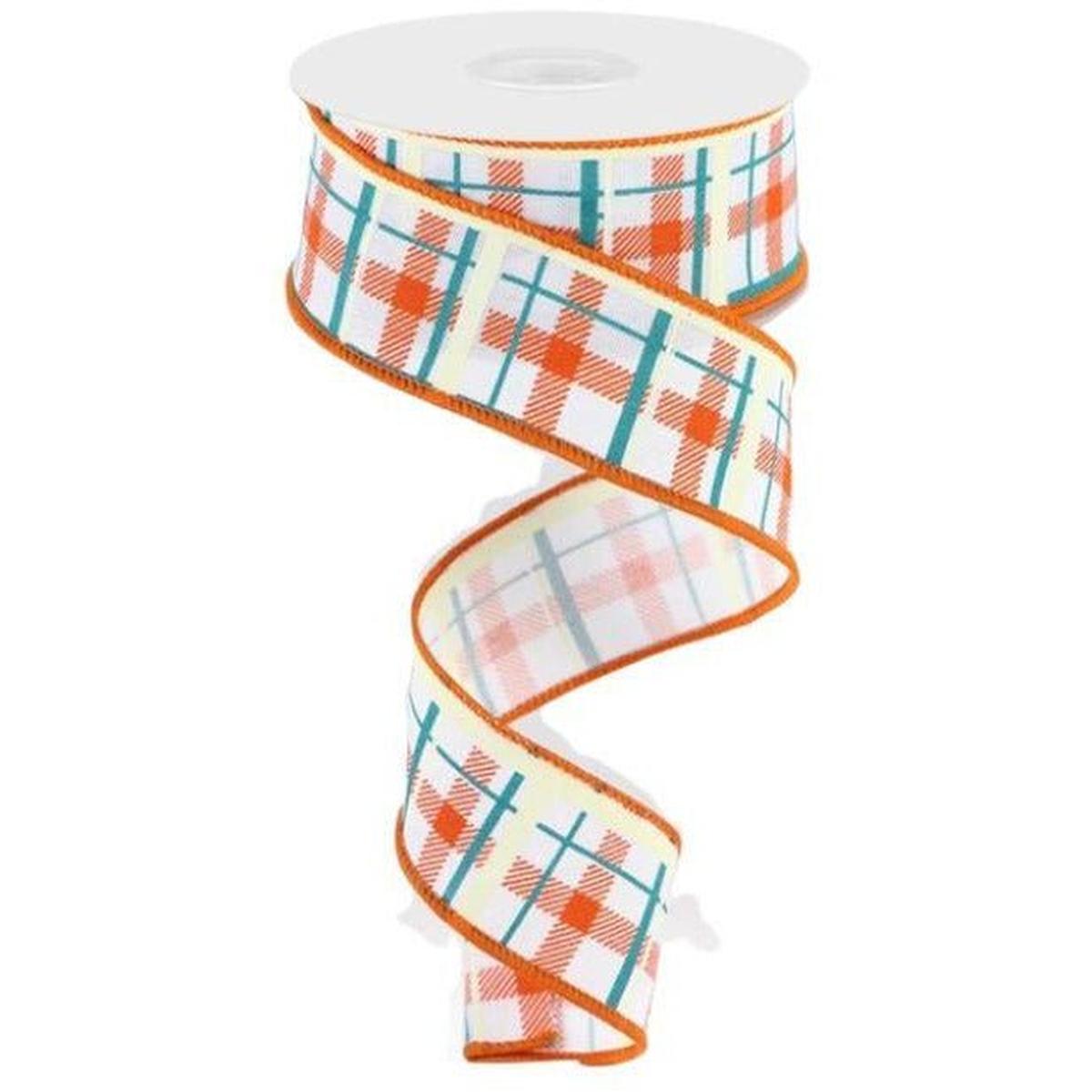 Shop For 1.5" Printed Plaid on Royal: White (10 Yards) at Michelle's aDOORable Creations