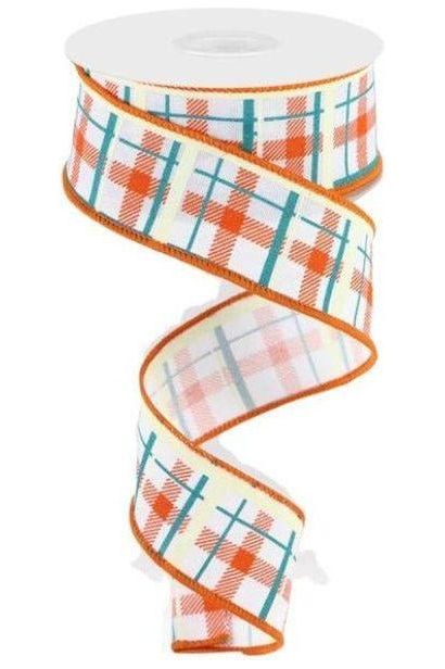 Shop For 1.5" Printed Plaid on Royal: White (10 Yards) at Michelle's aDOORable Creations