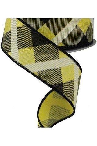 Shop For 1.5" Printed Plaid Ribbon: Yellow, Black, White at Michelle's aDOORable Creations