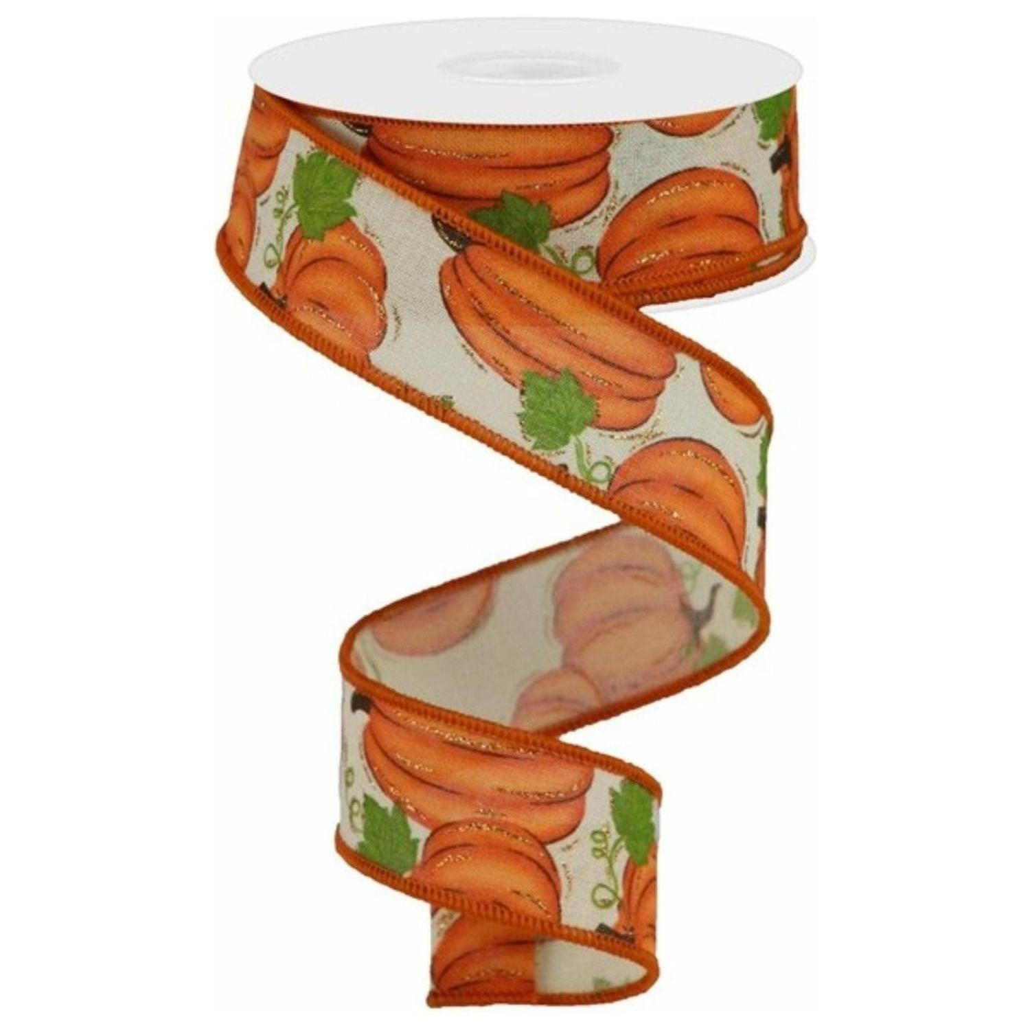 1.5" Pumpkin Patch Ribbon: Cream (10 Yards)