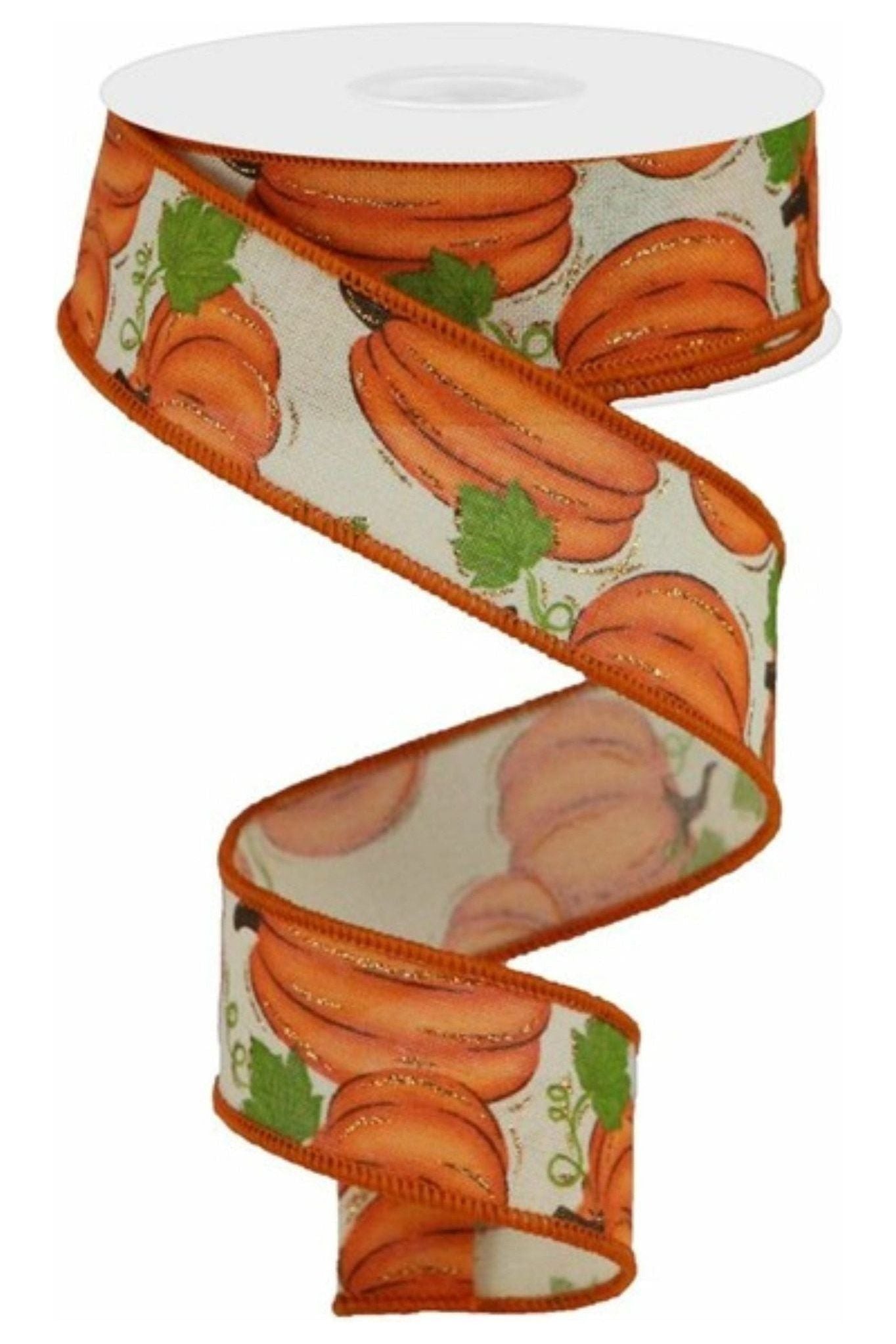 Shop For 1.5" Pumpkin Patch Ribbon: Cream (10 Yards) at Michelle's aDOORable Creations