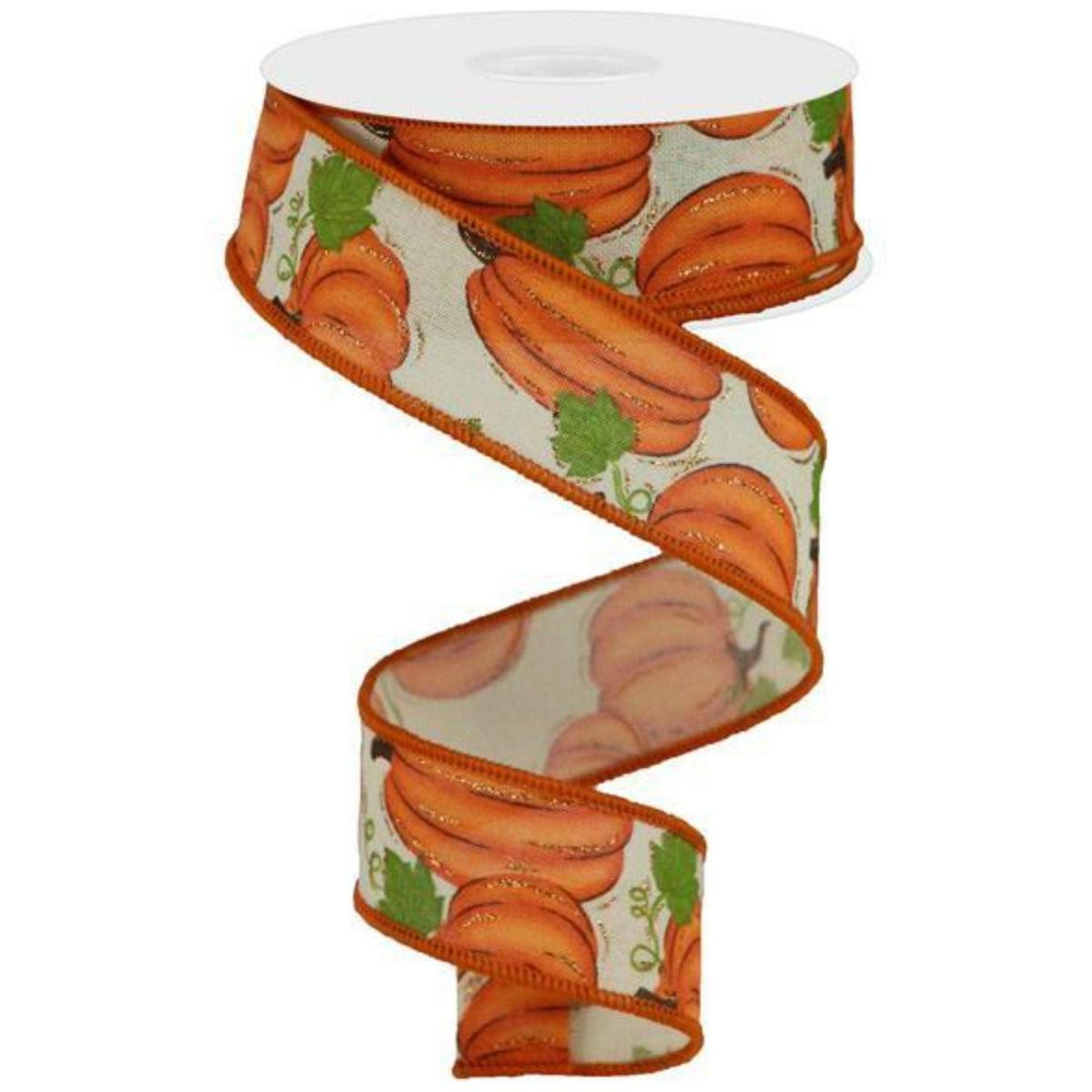 Shop For 1.5" Pumpkin Patch Ribbon: Light Beige (10 Yards) at Michelle's aDOORable Creations