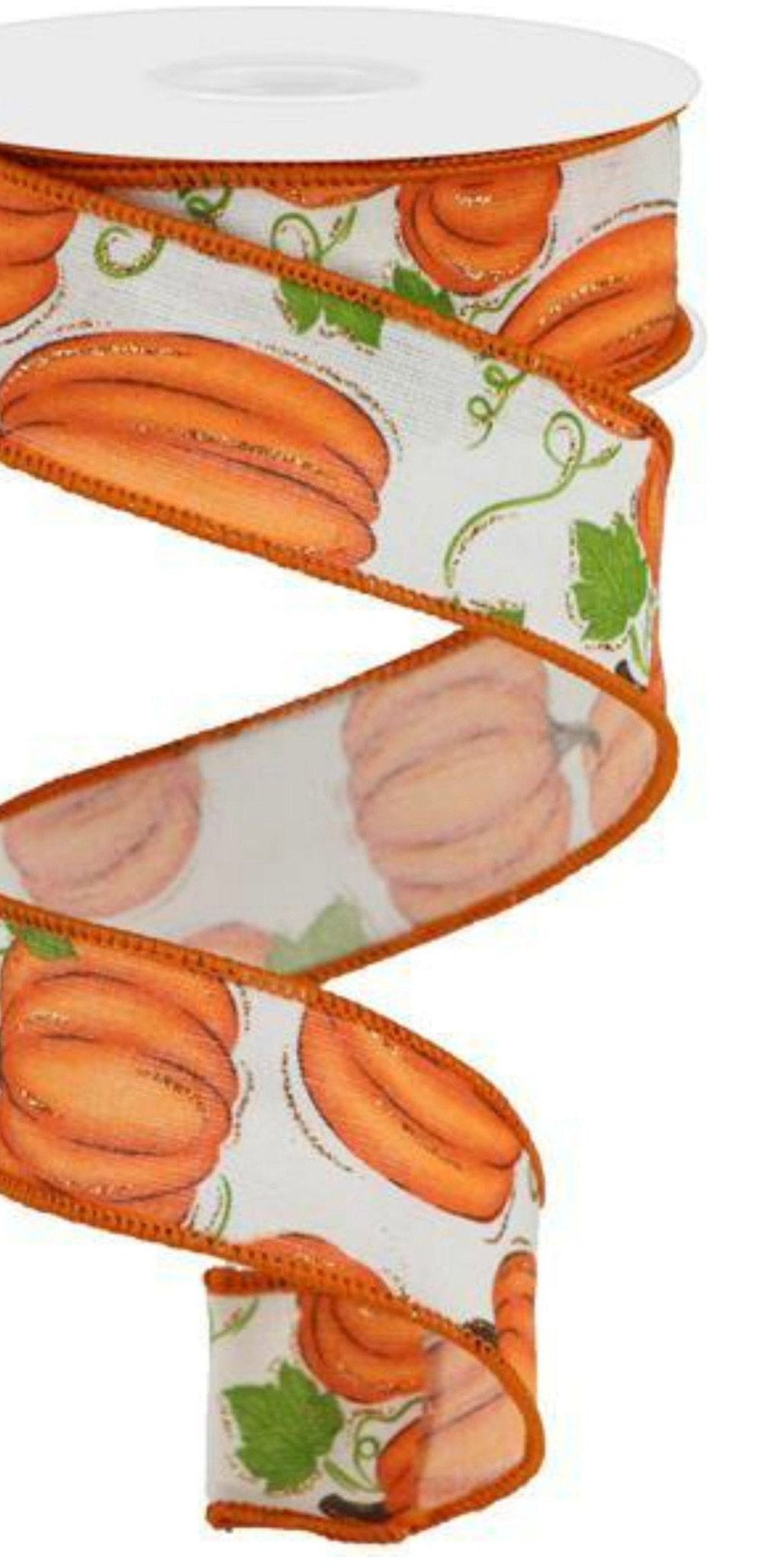 1.5" Pumpkin Patch Ribbon: Off White (10 Yards) - Michelle's aDOORable Creations - Wired Edge Ribbon