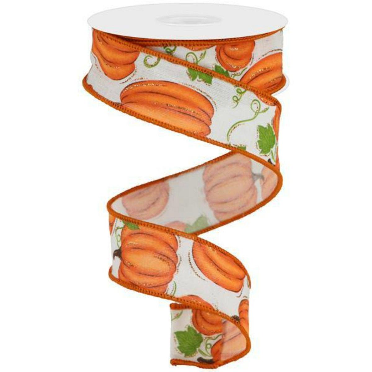 Shop For 1.5" Pumpkin Patch Ribbon: Off White (10 Yards) at Michelle's aDOORable Creations