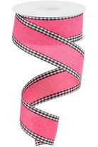 1.5" Royal Burlap Gingham Edge Ribbon: Hot Pink (10 Yards) - Michelle's aDOORable Creations - Wired Edge Ribbon