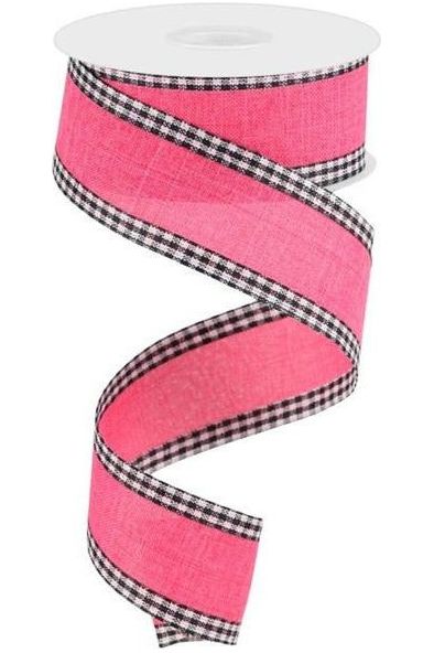 Shop For 1.5" Royal Burlap Gingham Edge Ribbon: Hot Pink (10 Yards) at Michelle's aDOORable Creations