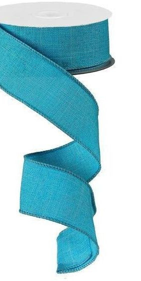 1.5" Royal Burlap Ribbon: Turquoise (10 Yards) - Michelle's aDOORable Creations - Wired Edge Ribbon