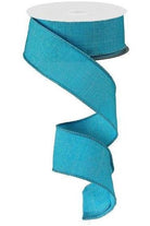 1.5" Royal Burlap Ribbon: Turquoise (10 Yards) - Michelle's aDOORable Creations - Wired Edge Ribbon