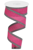 1.5" Royal Burlap Thin Stripe Ribbon: Fuchsia (10 Yards) - Michelle's aDOORable Creations - Wired Edge Ribbon