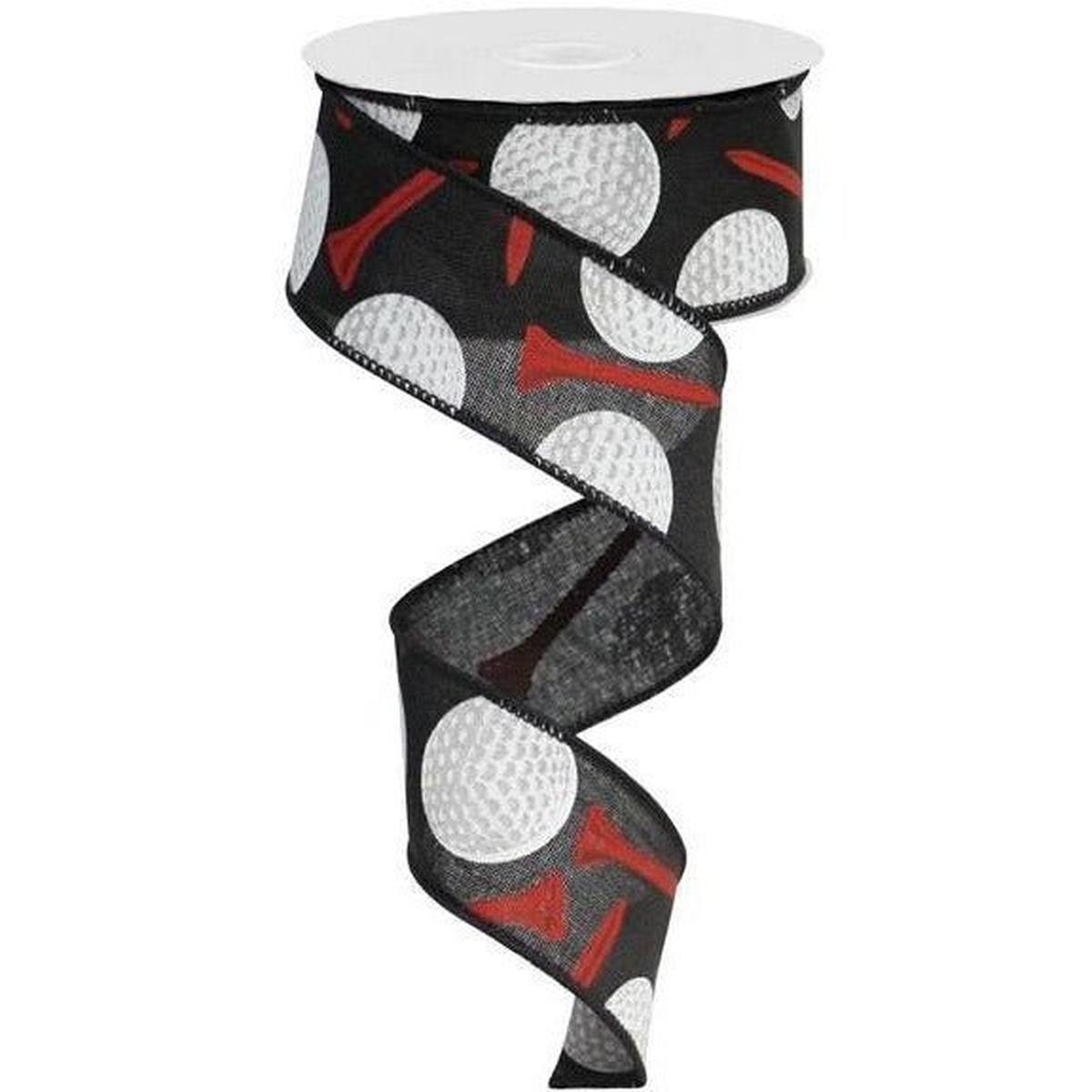 Shop For 1.5" Royal Canvas Golf Balls & Tee Ribbon: Black (10 Yards) at Michelle's aDOORable Creations