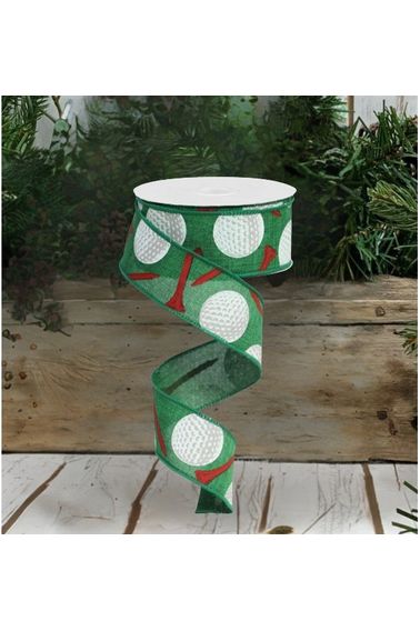 Shop For 1.5" Royal Canvas Golf Balls & Tee Ribbon: Emerald Green (10 Yards) RG0155506