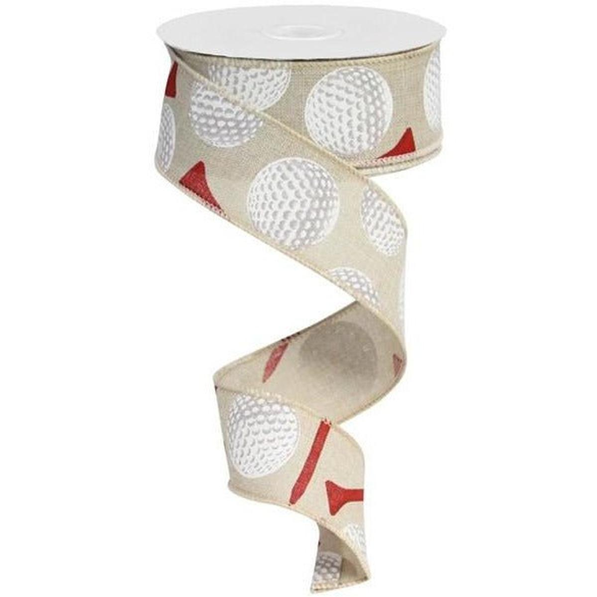Shop For 1.5" Royal Canvas Golf Balls & Tee Ribbon: Light Natural (10 Yards) at Michelle's aDOORable Creations