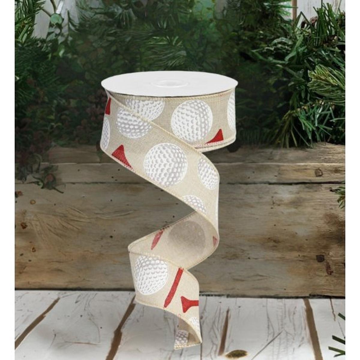 Shop For 1.5" Royal Canvas Golf Balls & Tee Ribbon: Light Natural (10 Yards) at Michelle's aDOORable Creations