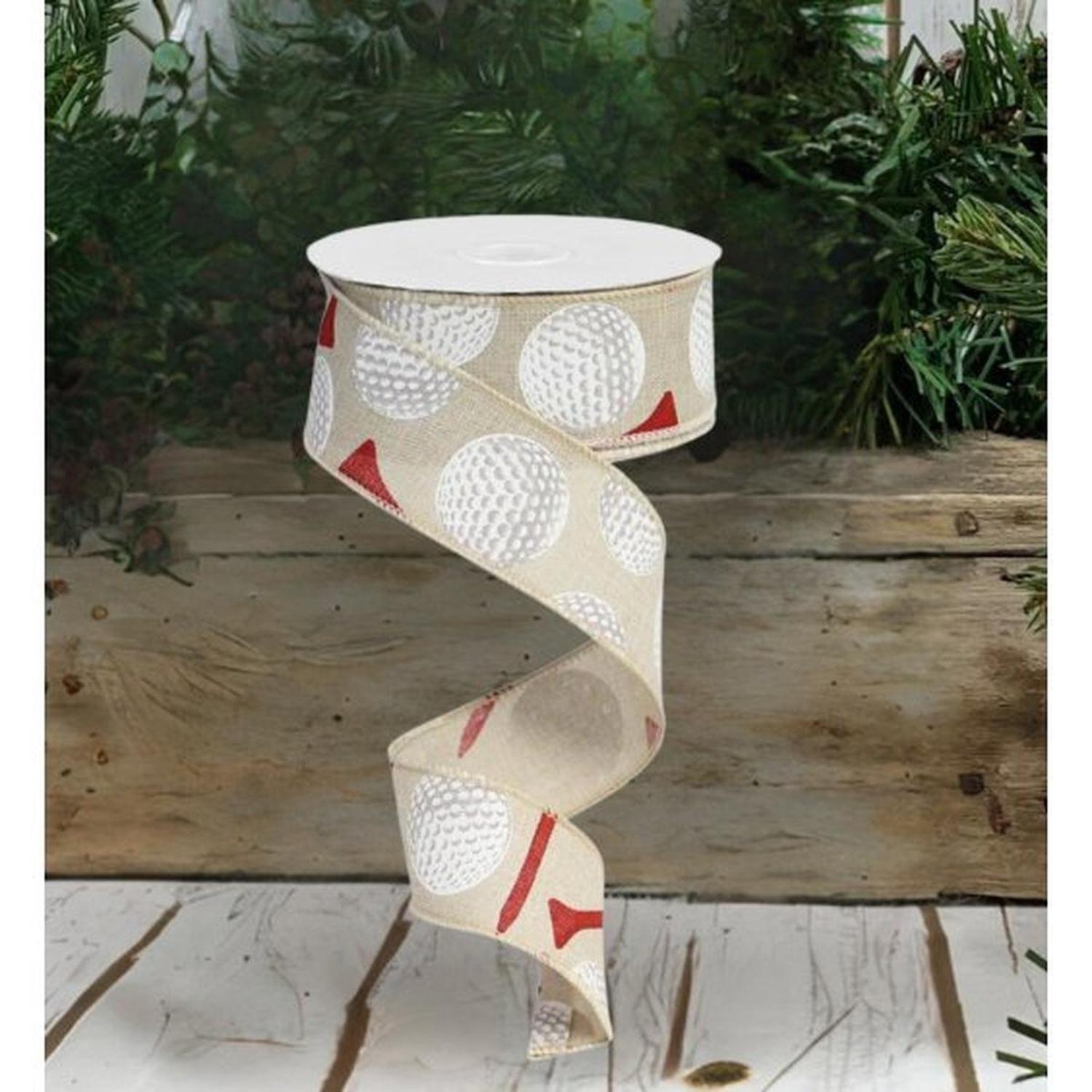 Shop For 1.5" Royal Canvas Golf Balls & Tee Ribbon: Light Natural (10 Yards) at Michelle's aDOORable Creations