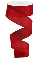 1.5" Royal Faux Burlap Ribbon: Red (10 Yards) - Michelle's aDOORable Creations - Wired Edge Ribbon