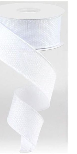 1.5" Royal Faux Burlap Ribbon: White (10 Yards) - Michelle's aDOORable Creations - Wired Edge Ribbon