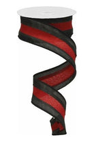 1.5" Satin Team Stripe Ribbon: Black & Garnet (10 Yards) - Michelle's aDOORable Creations - Wired Edge Ribbon