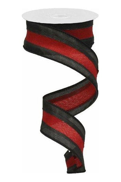 Shop For 1.5" Satin Team Stripe Ribbon: Black & Garnet (10 Yards) at Michelle's aDOORable Creations