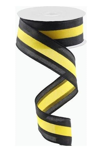 Shop For 1.5" Satin Team Stripe Ribbon: Yellow & Black (10 Yards) RN5271CJ