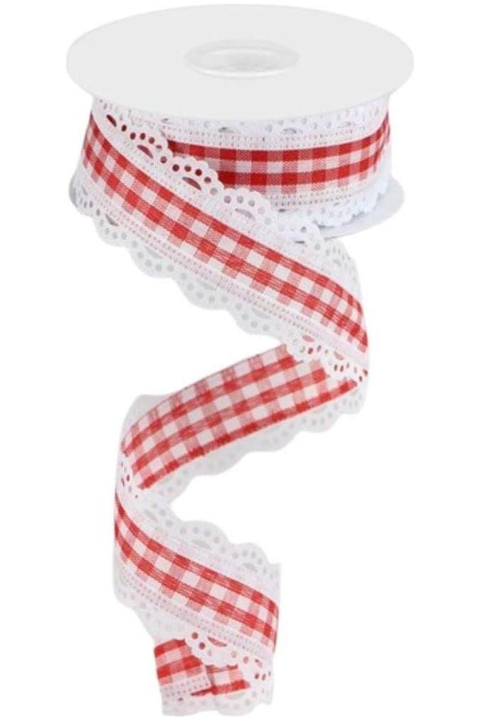 Shop For 1.5" Scalloped Edge Gingham Ribbon: Red & White (10 Yard) at Michelle's aDOORable Creations