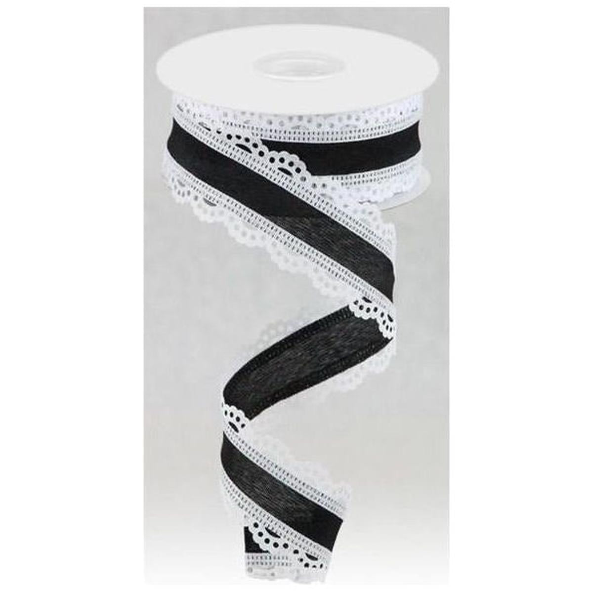 Shop For 1.5" Scalloped Edge Ribbon: Black/White (10 Yard) at Michelle's aDOORable Creations