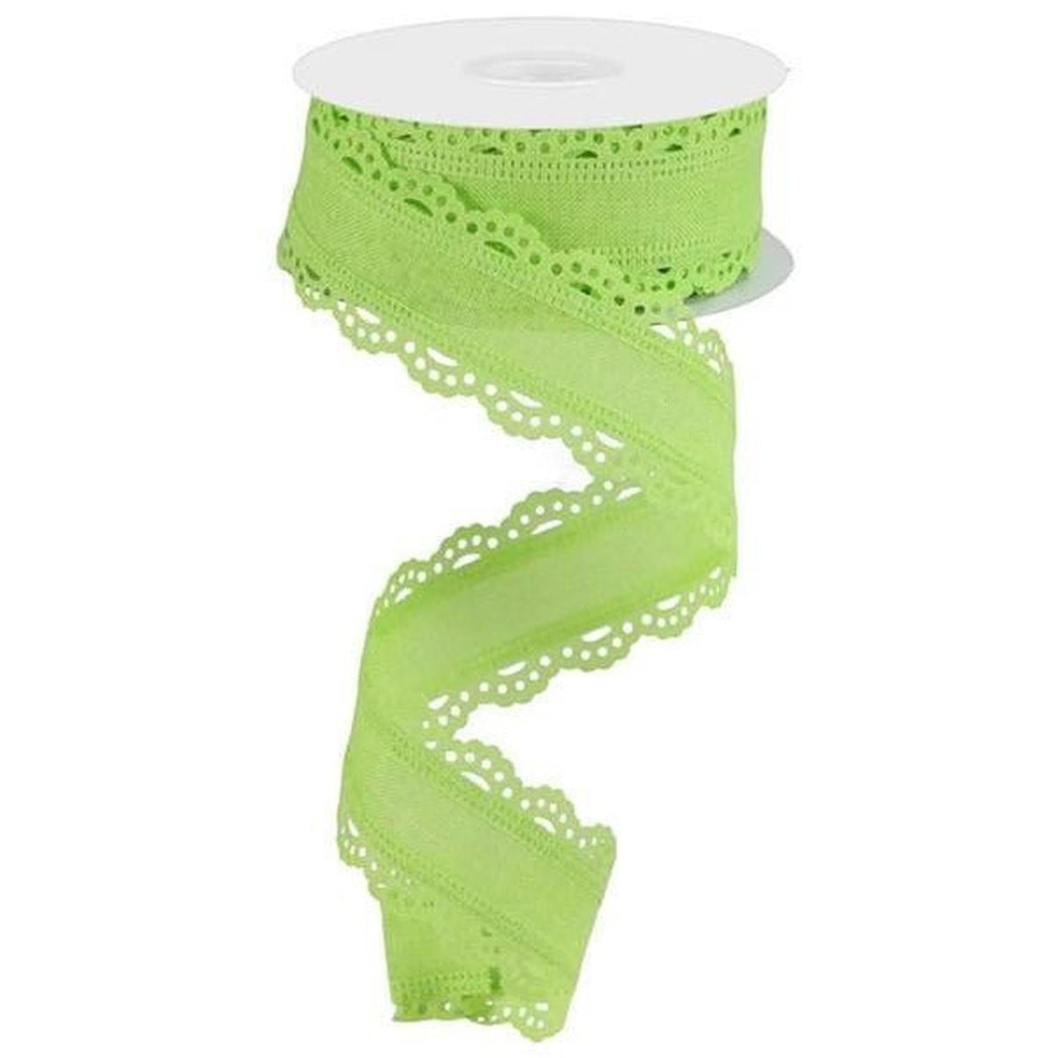 1.5" Scalloped Edge Ribbon: Bright Green (10 Yard)