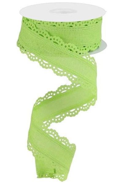 1.5" Scalloped Edge Ribbon: Bright Green (10 Yard) - Michelle's aDOORable Creations - Wired Edge Ribbon