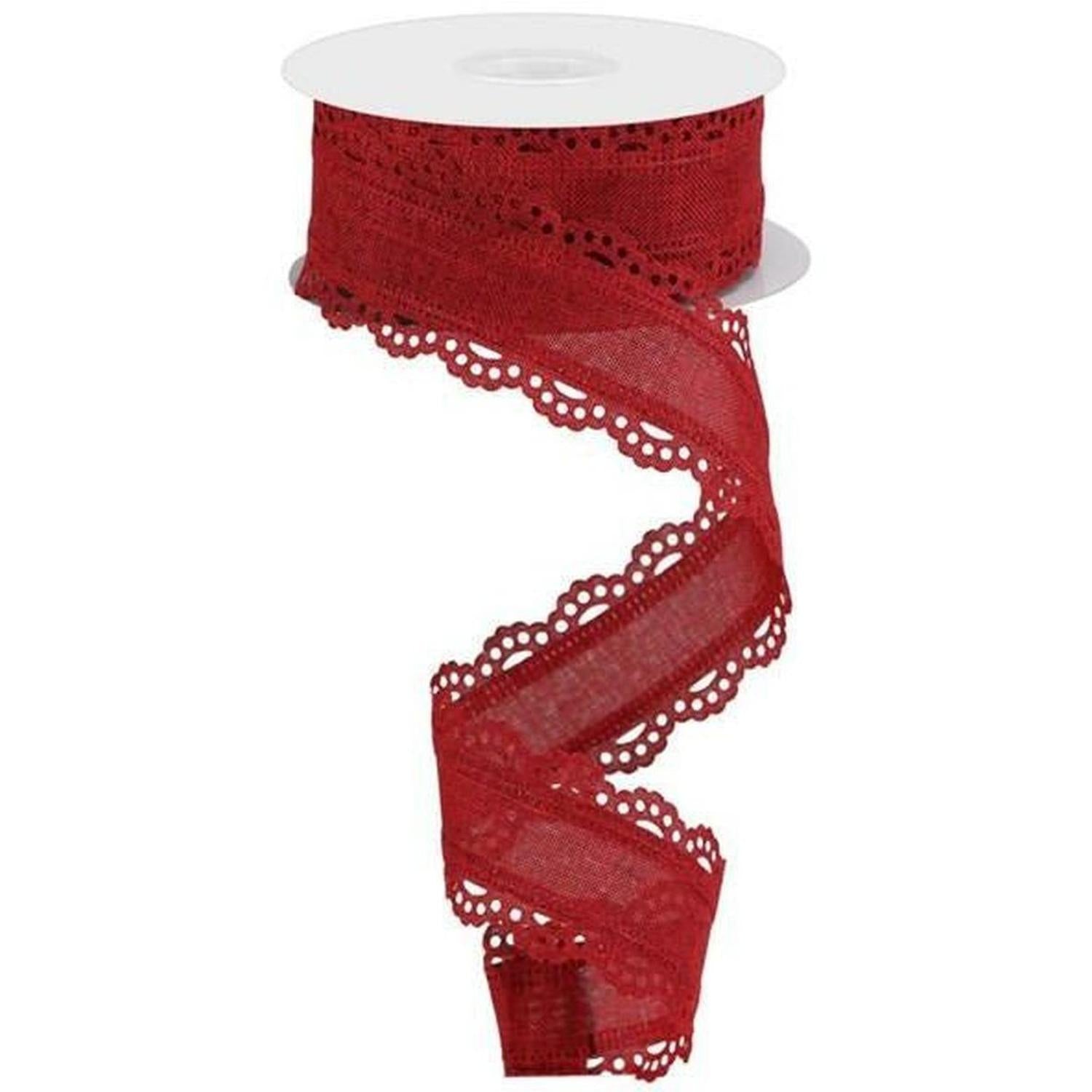 1.5" Scalloped Edge Ribbon: Burgundy (10 Yard)